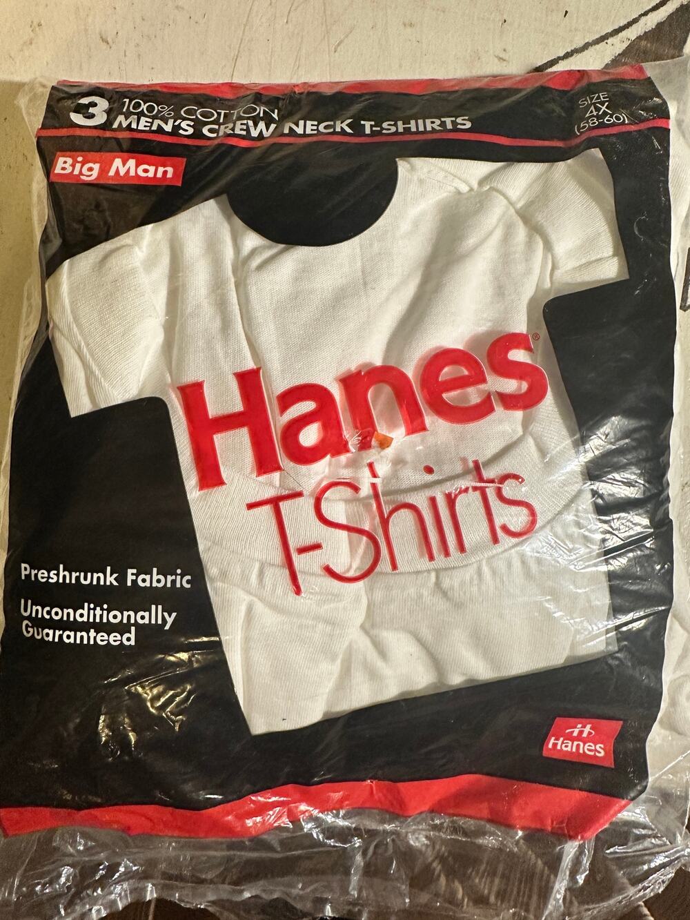 VTG NOS 1992 Hanes 100% cotton crew neck size 4X (2 t-shirts) single stitch